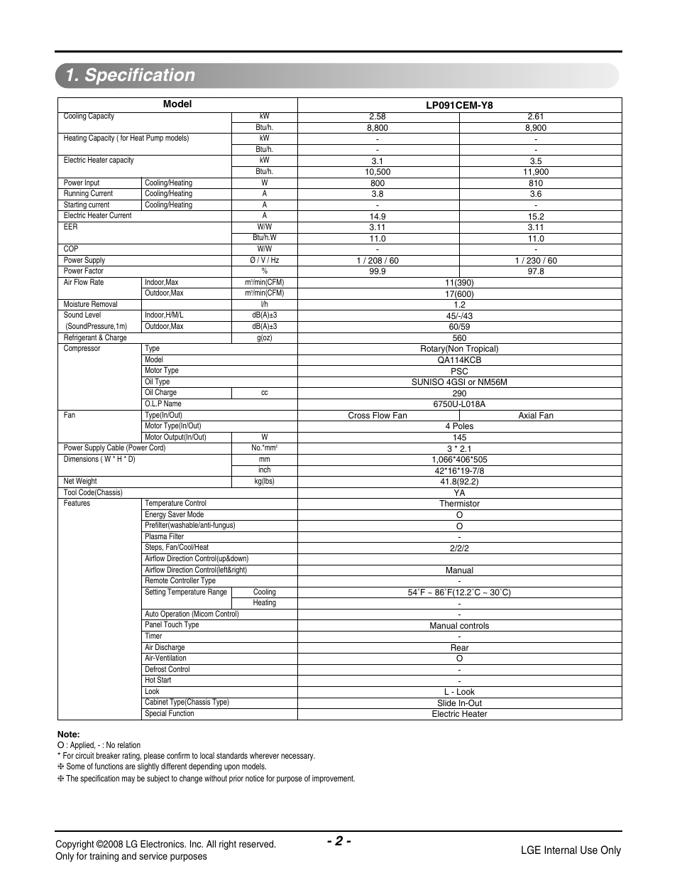 Specification | LG LP091CEM-Y8 User Manual | Page 2 / 48