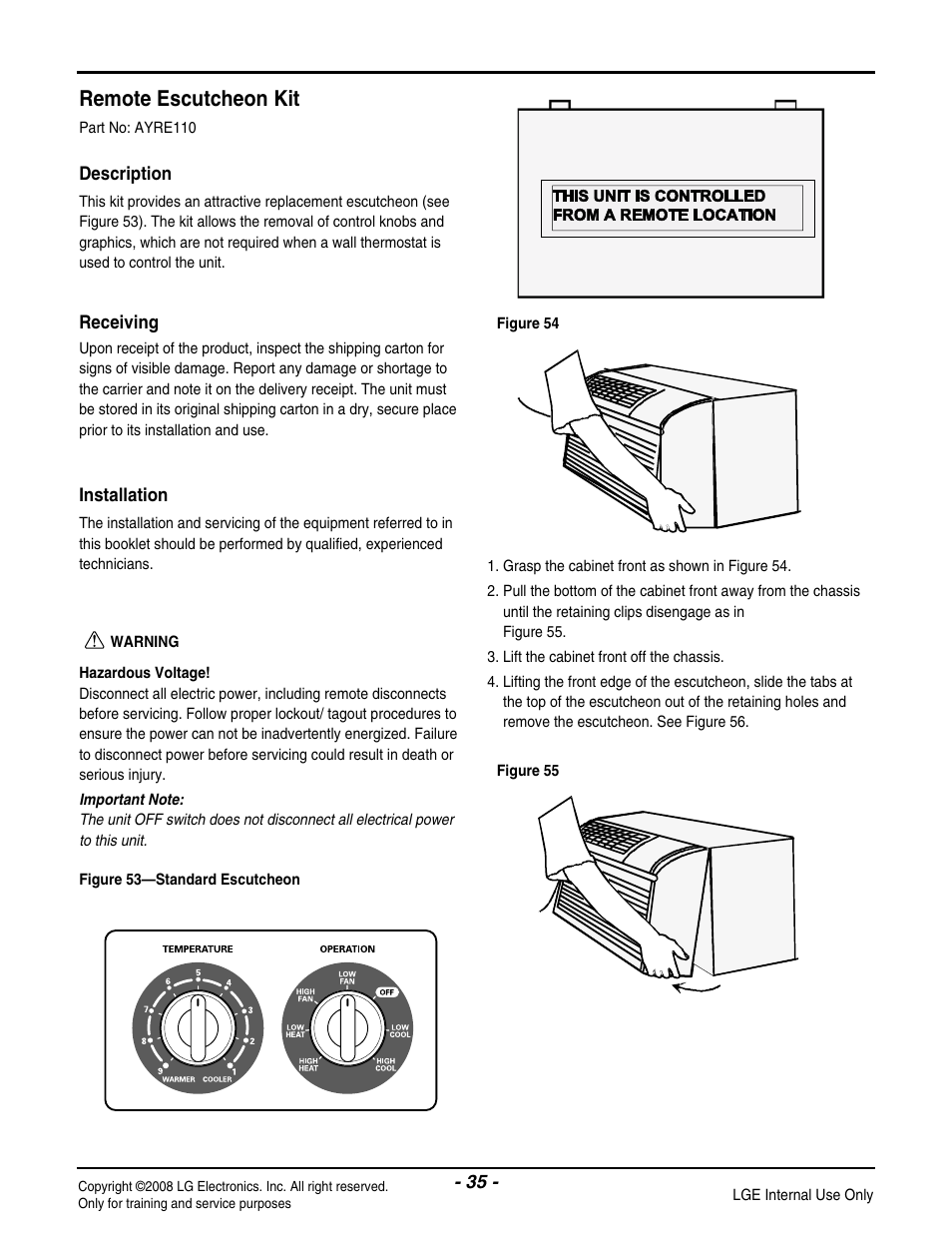 Remote escutcheon kit | LG LP091CEM-Y8 User Manual | Page 35 / 48