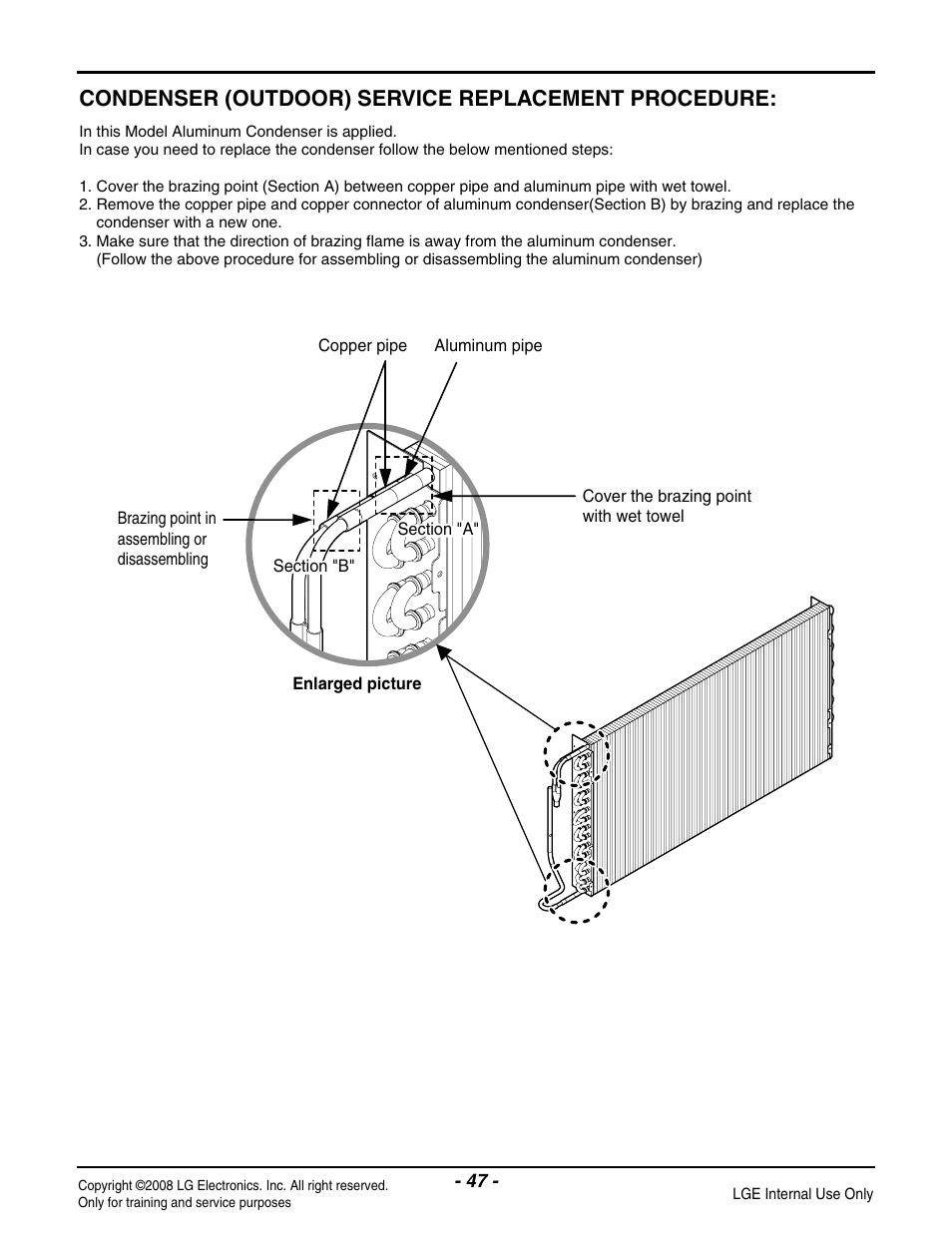 Condenser (outdoor) service replacement procedure | LG LP091CEM-Y8 User Manual | Page 47 / 48