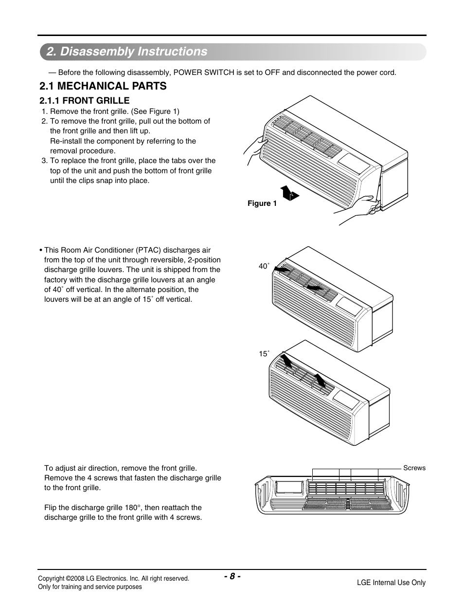 Disassembly instructions, 1 mechanical parts | LG LP091CEM-Y8 User Manual | Page 8 / 48