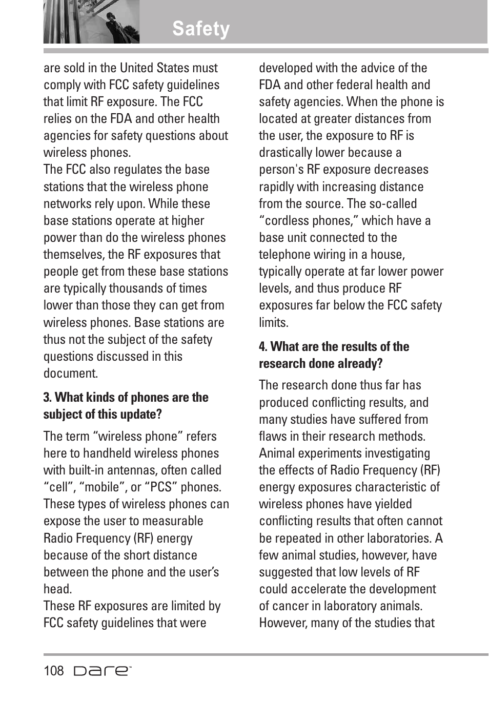 Safety | LG Dare User Manual | Page 110 / 273