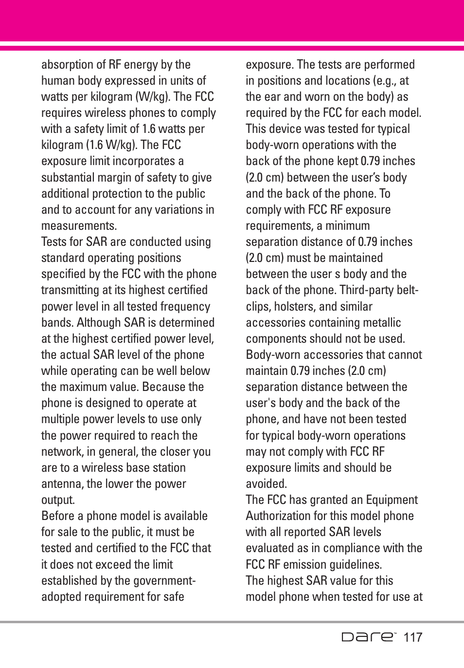 LG Dare User Manual | Page 119 / 273