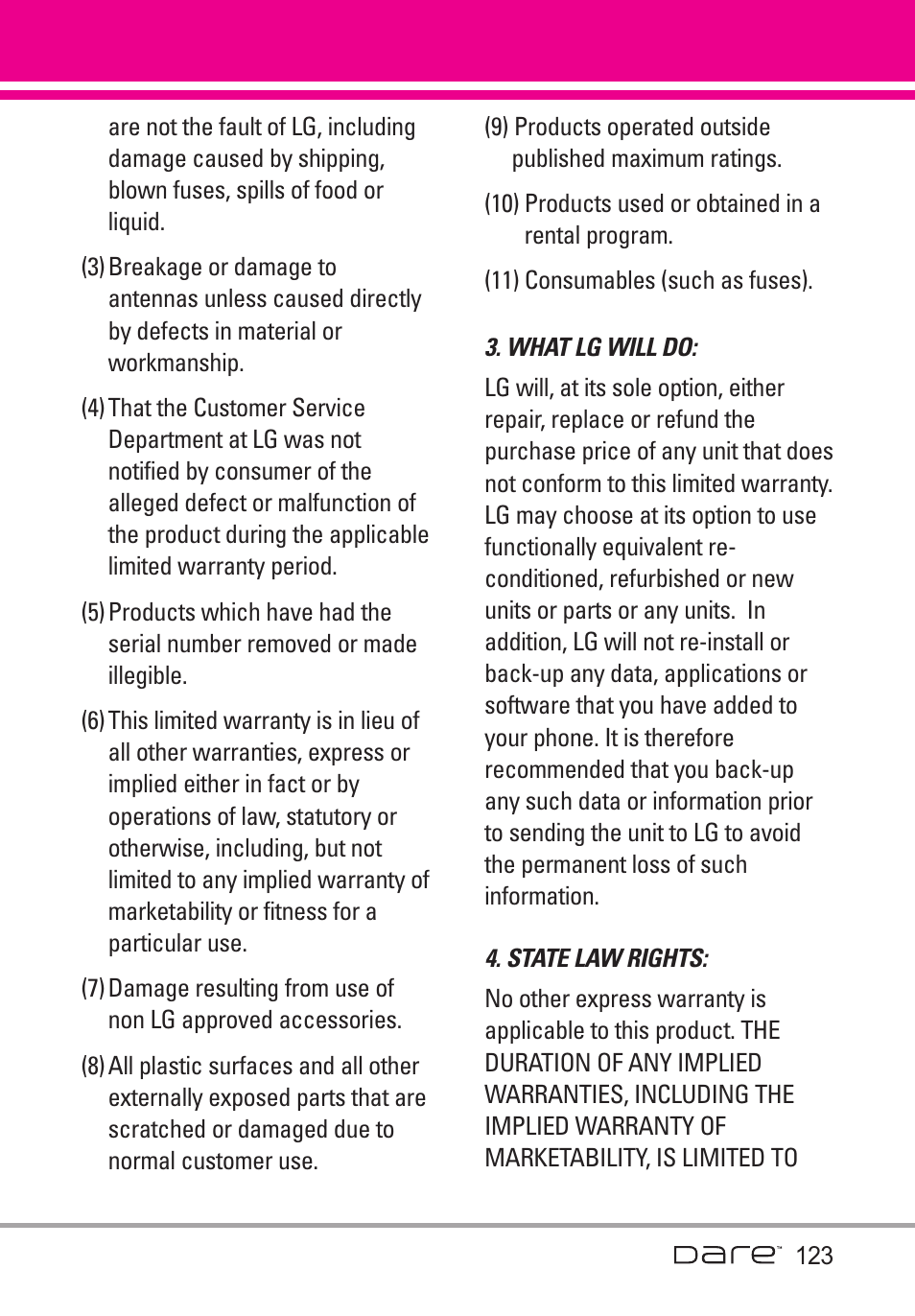 LG Dare User Manual | Page 125 / 273