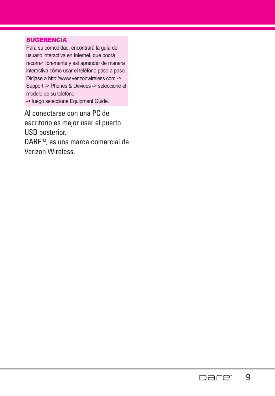 Es una marca comercial de verizon wireless | LG Dare User Manual | Page 140 / 273