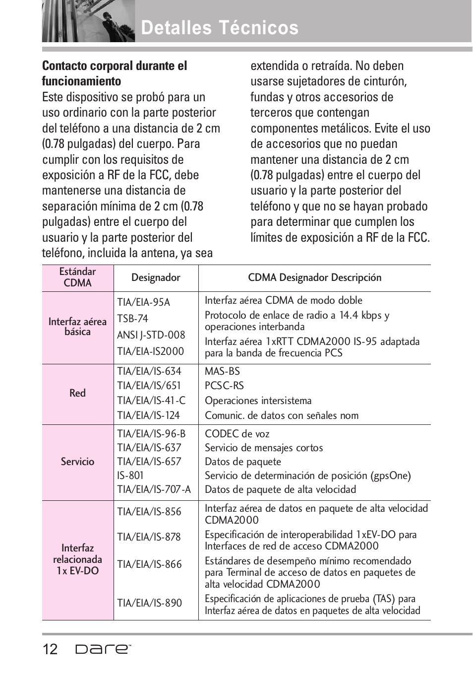 Detalles técnicos | LG Dare User Manual | Page 143 / 273