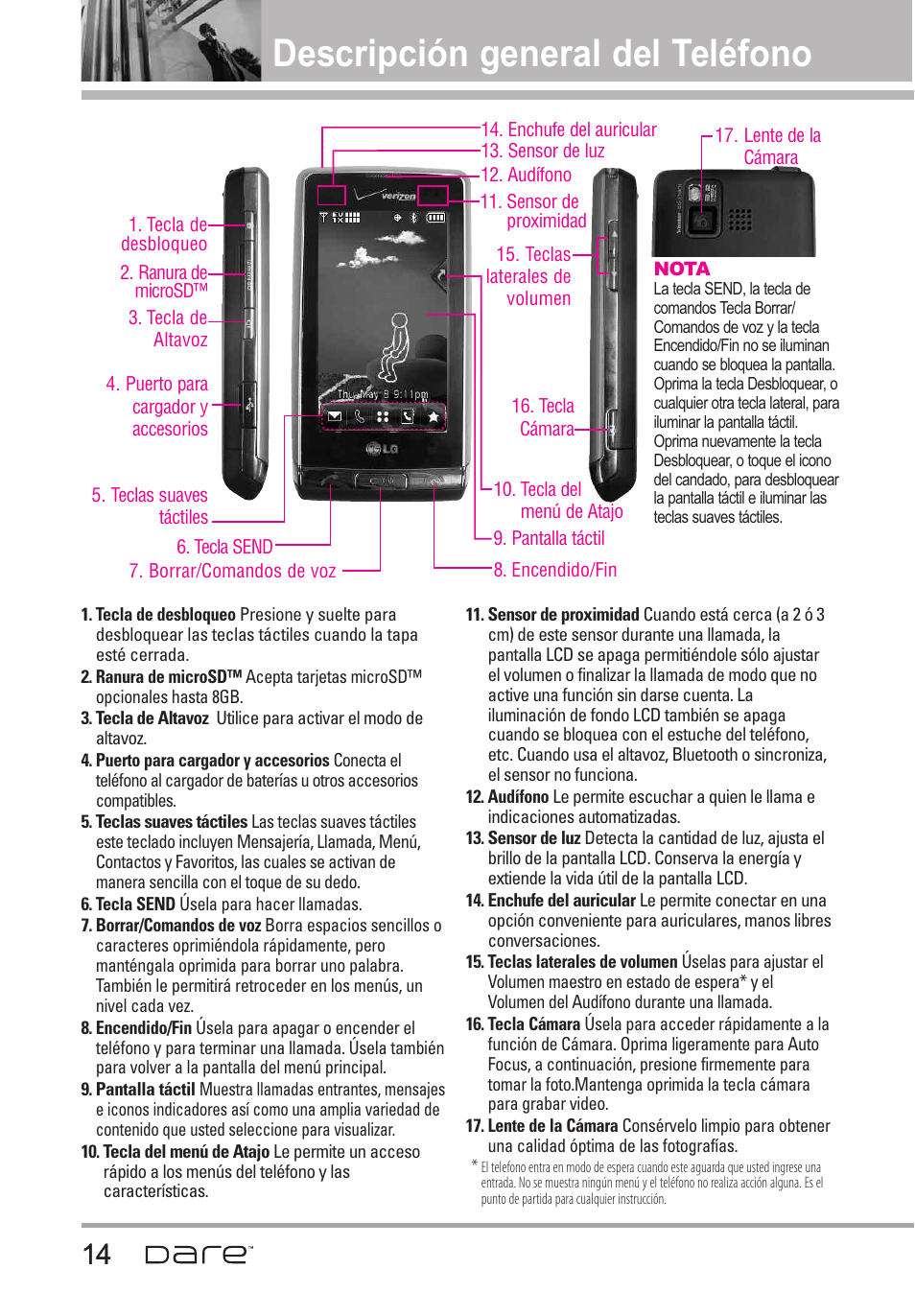 Descripción general del teléfono | LG Dare User Manual | Page 145 / 273