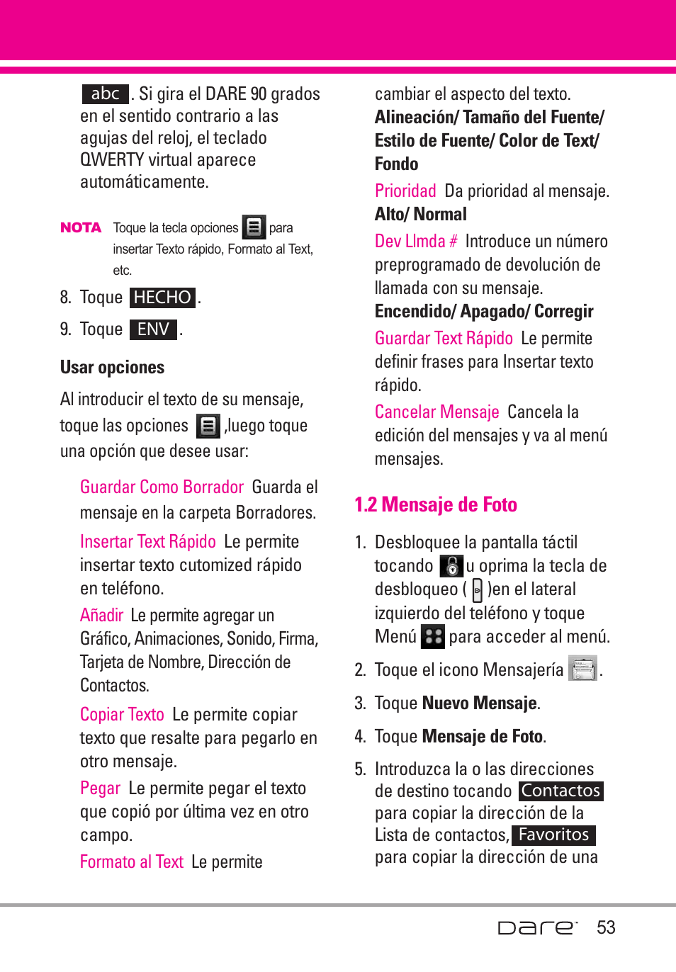 2 mensaje de foto | LG Dare User Manual | Page 184 / 273