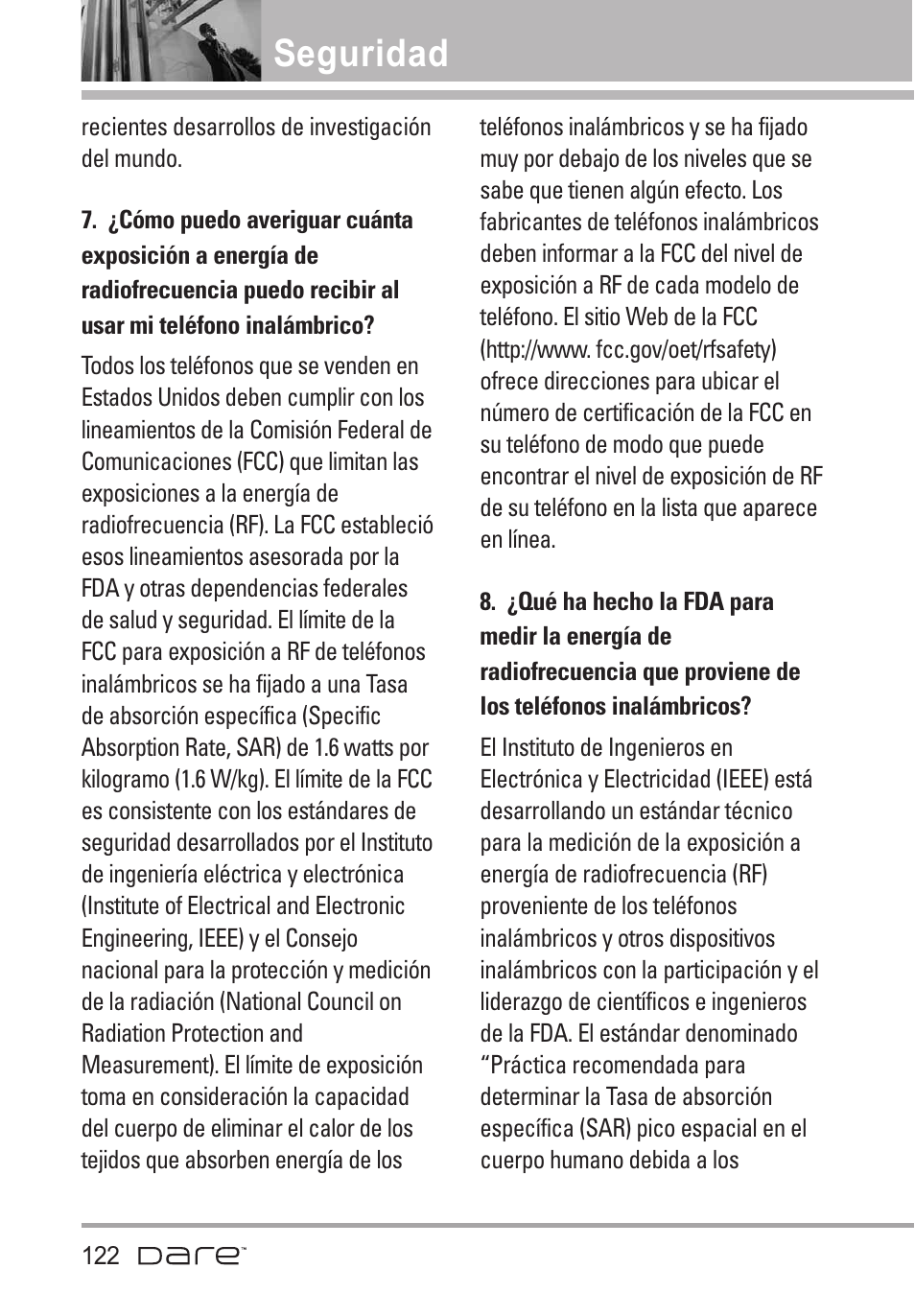 Seguridad | LG Dare User Manual | Page 253 / 273