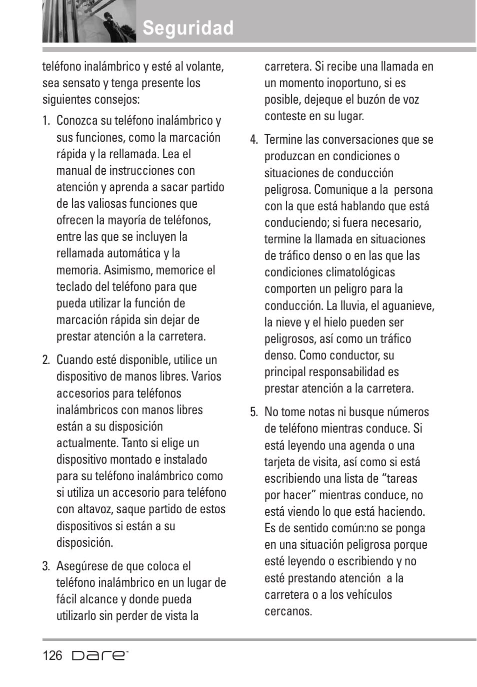 Seguridad | LG Dare User Manual | Page 257 / 273