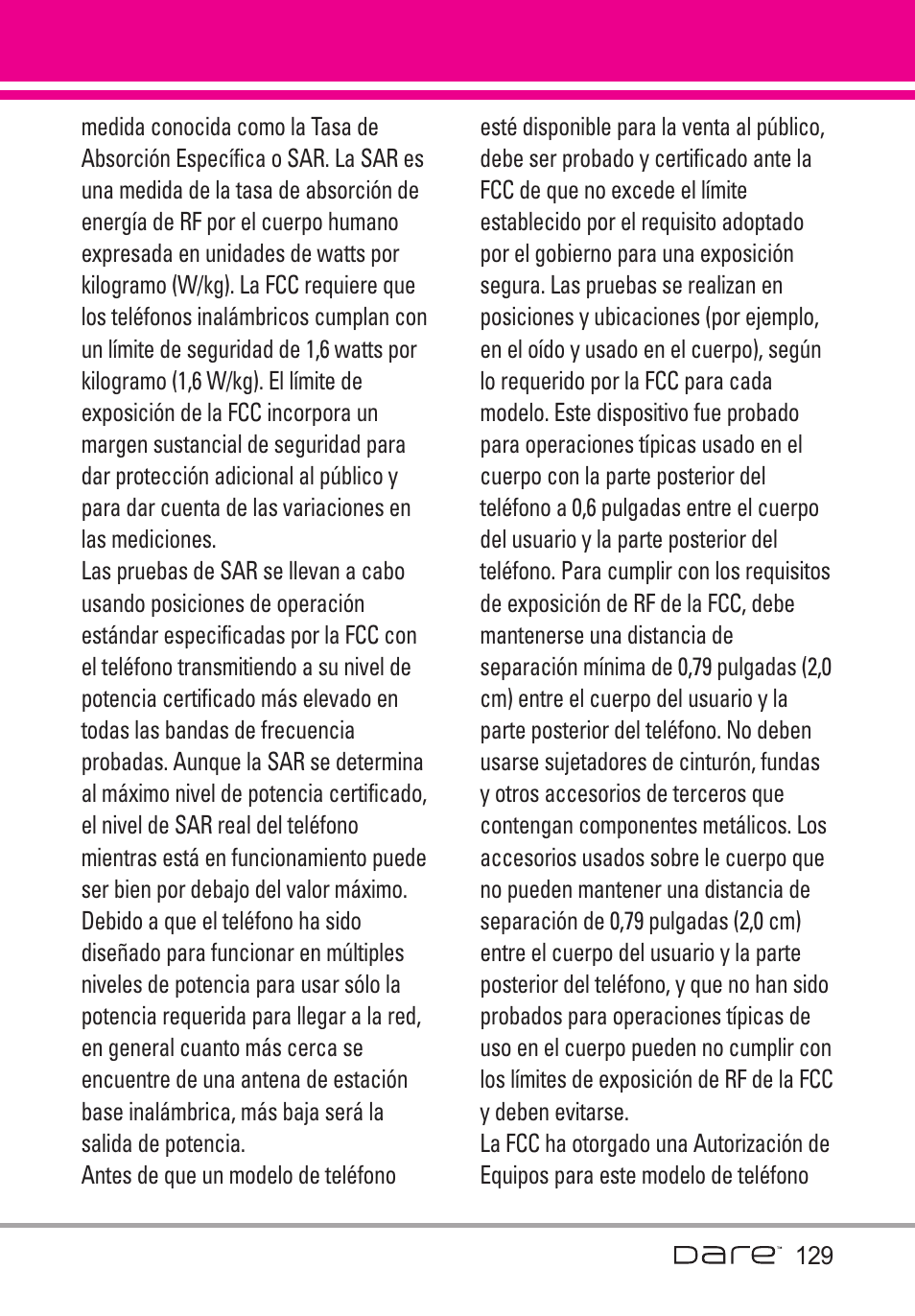 LG Dare User Manual | Page 260 / 273