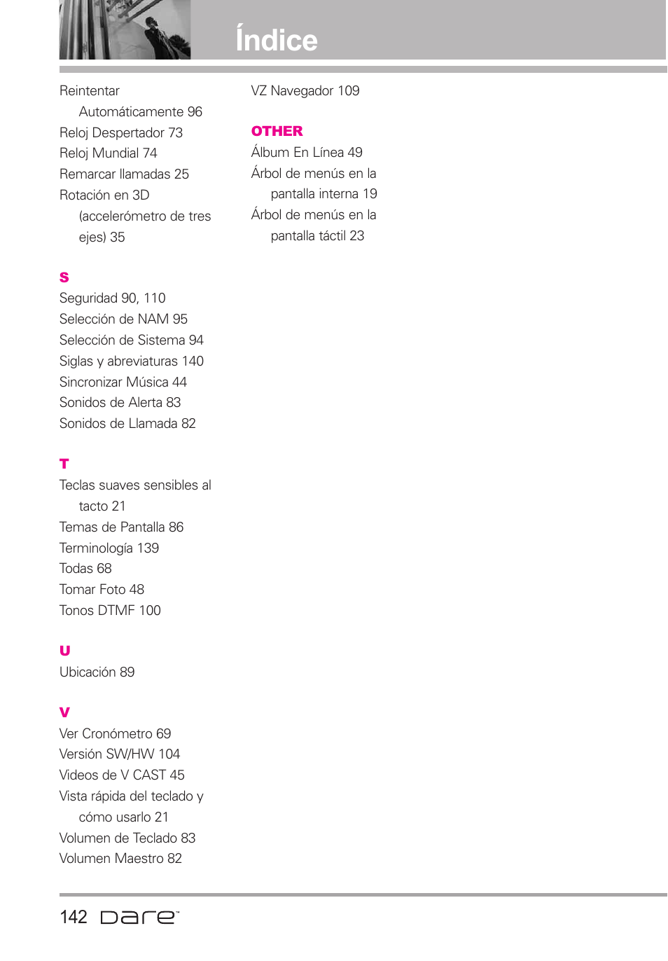 Índice | LG Dare User Manual | Page 273 / 273