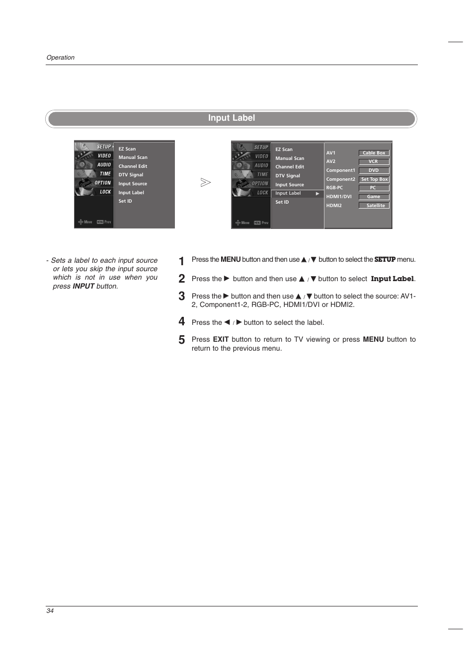 Input label | LG 32LC2DU User Manual | Page 34 / 68