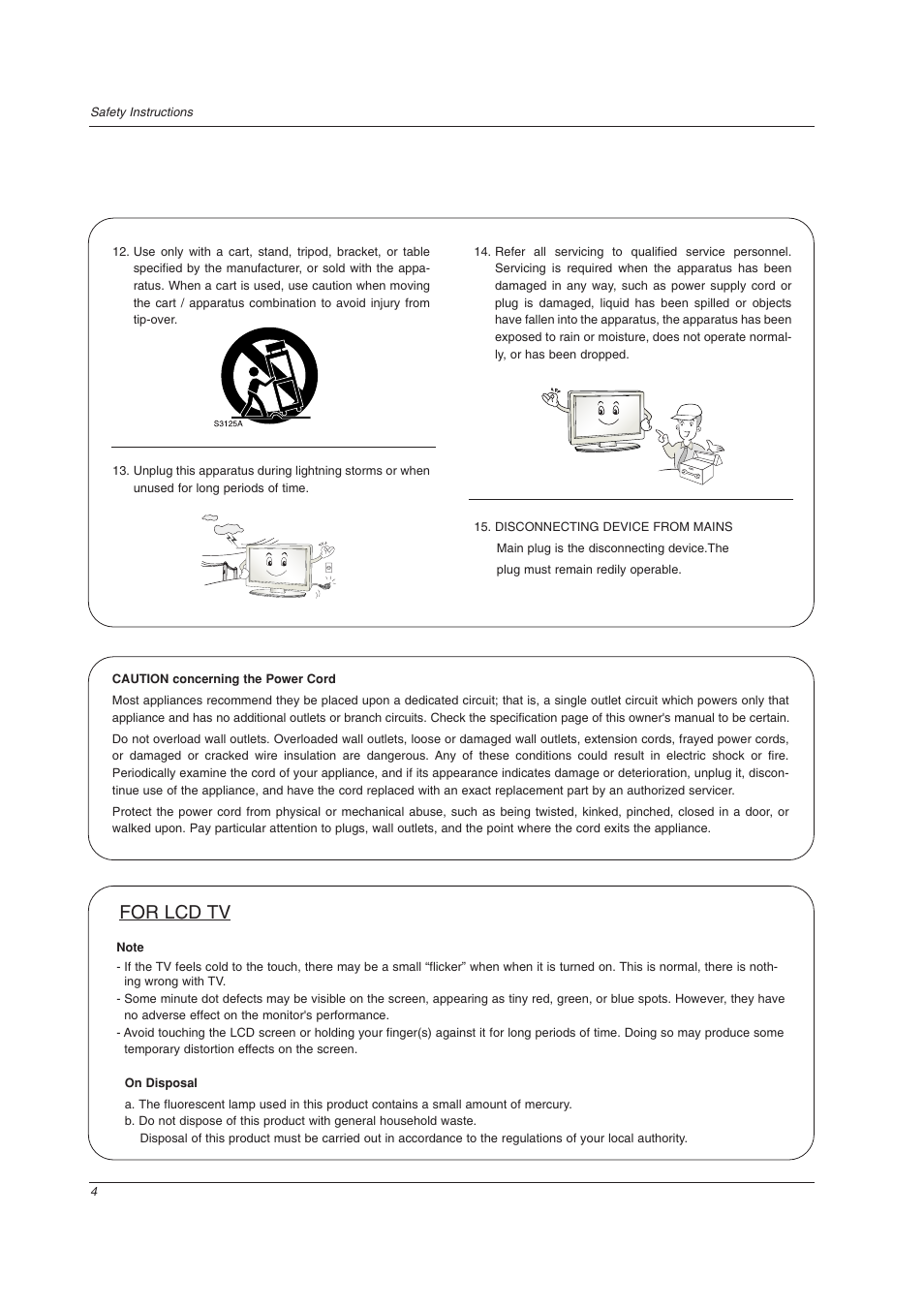 For lcd tv | LG 32LC2DU User Manual | Page 4 / 68