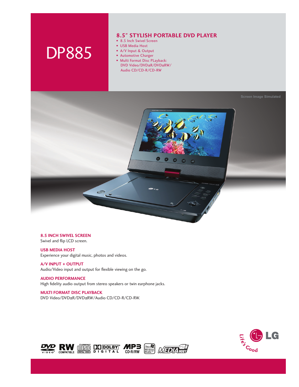 LG DP885 User Manual | 2 pages