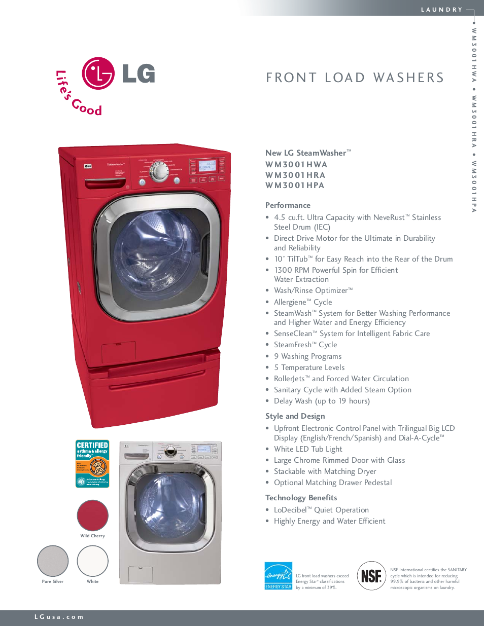 LG WM3001HPA User Manual | 2 pages