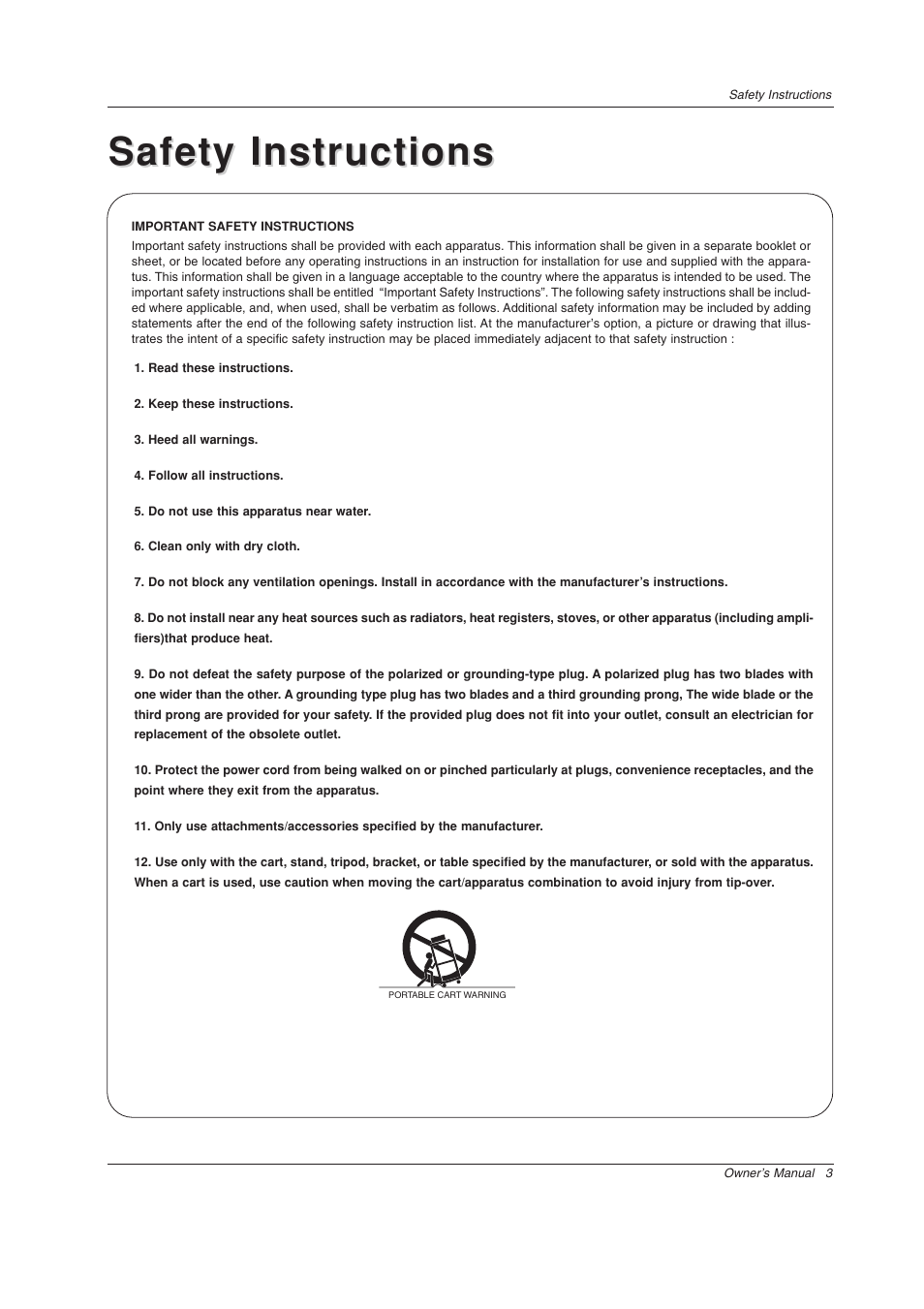 Safety instructions | LG Z44SZ80 User Manual | Page 3 / 48