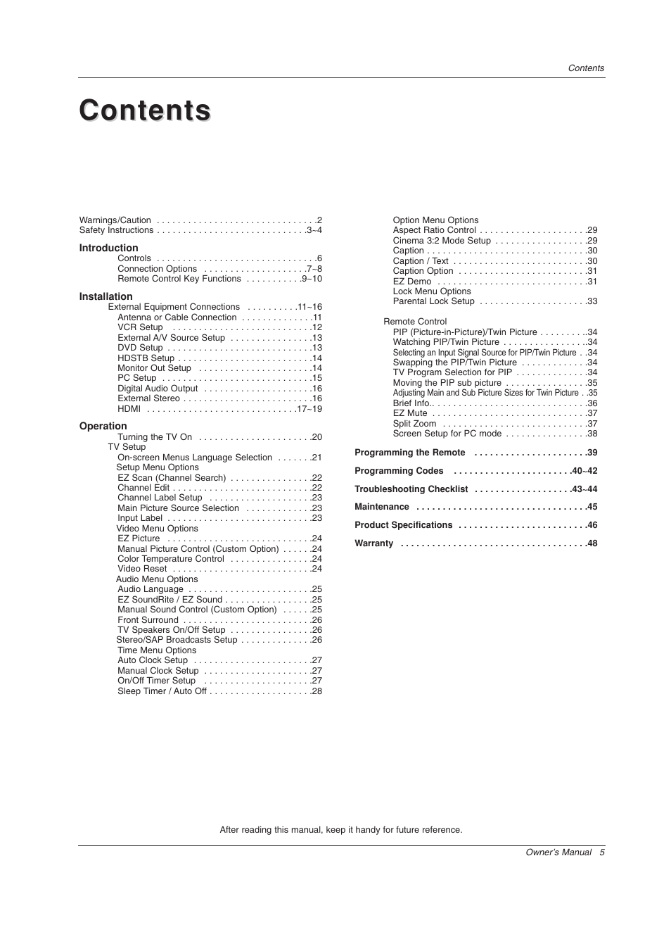 LG Z44SZ80 User Manual | Page 5 / 48