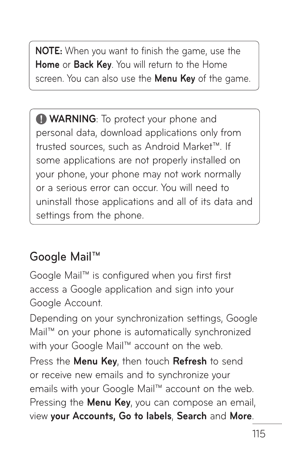 Google mail | LG -P509 User Manual | Page 115 / 192