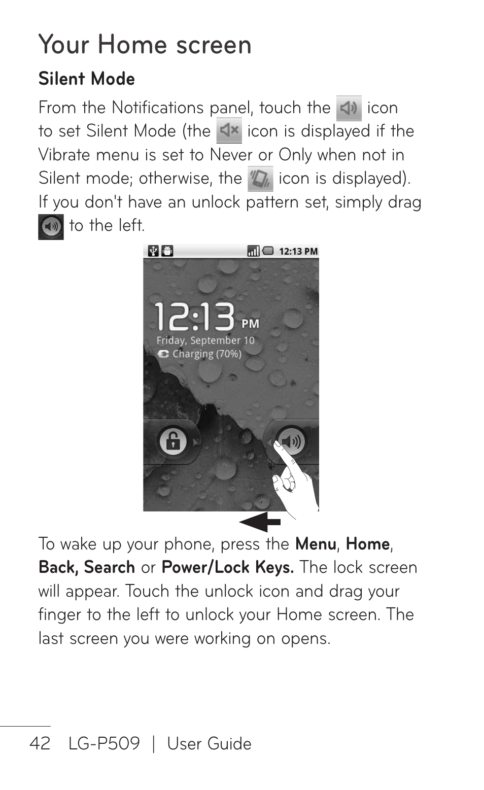 Your home screen | LG -P509 User Manual | Page 42 / 192