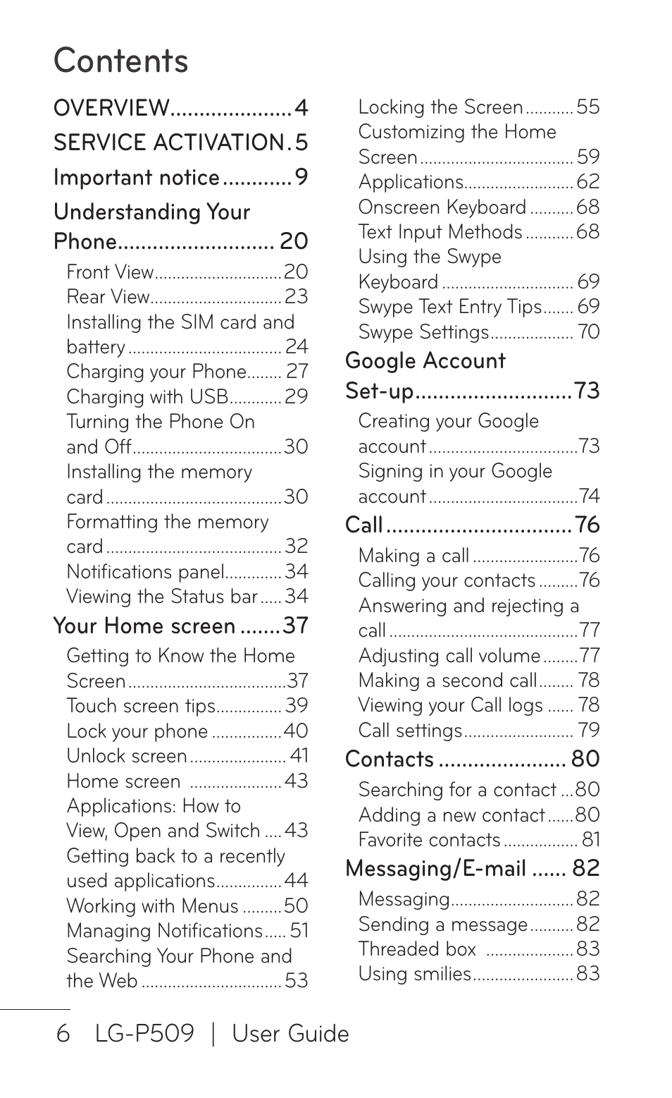 LG -P509 User Manual | Page 6 / 192