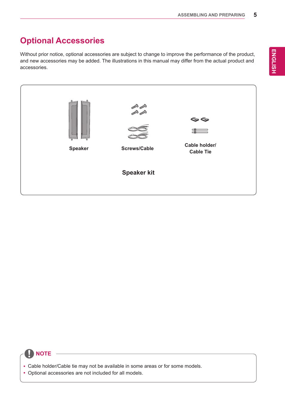 Optional accessories | LG 65VS10 User Manual | Page 5 / 61