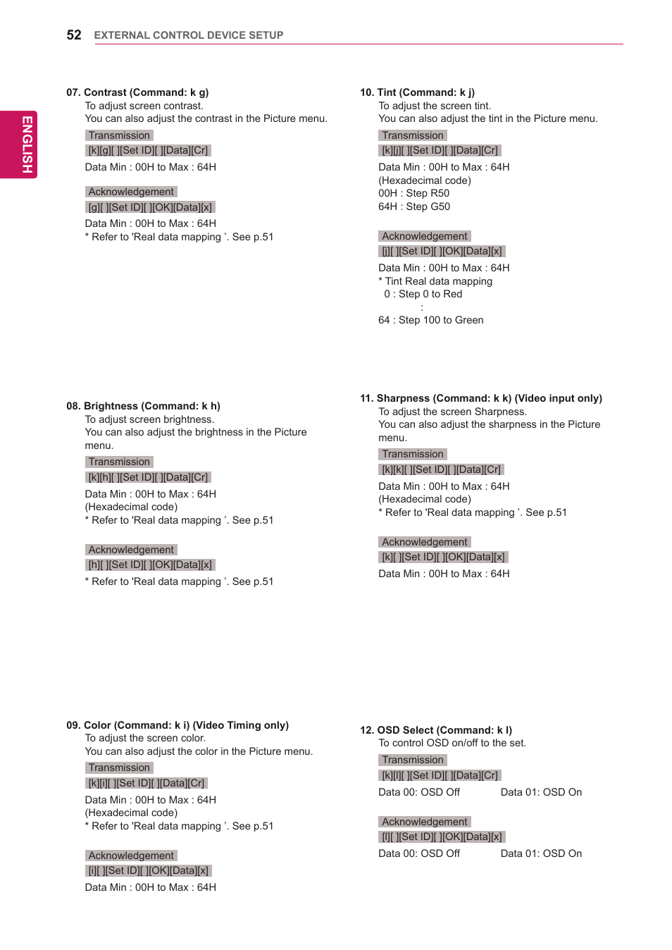 English | LG 65VS10 User Manual | Page 52 / 61