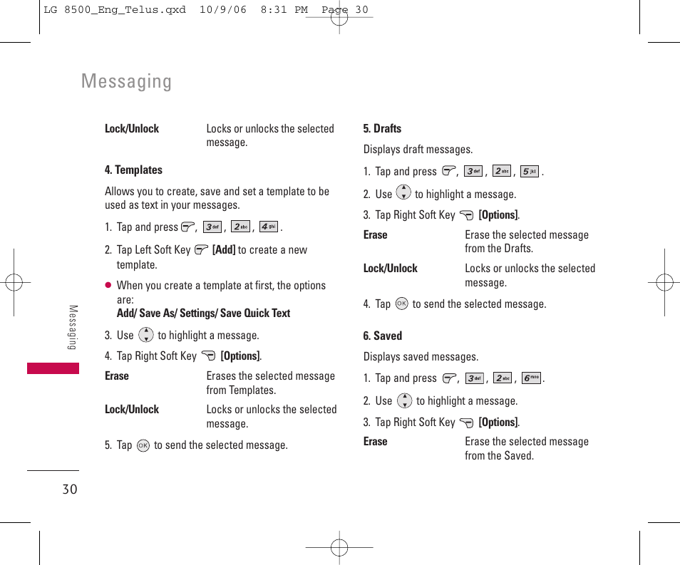 Messaging | LG 8500 User Manual | Page 31 / 81