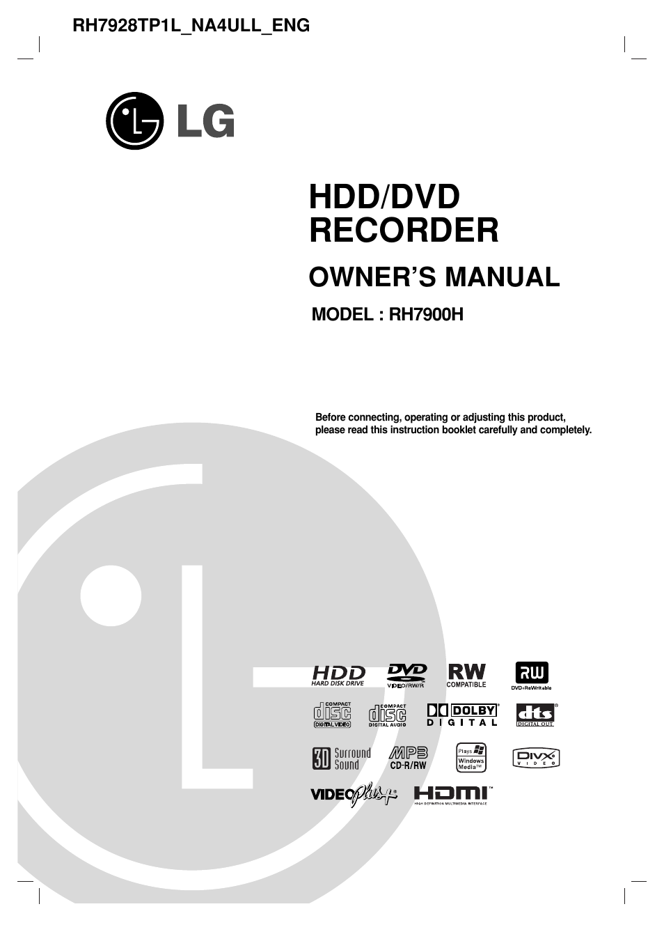 LG RH7900H User Manual | 63 pages