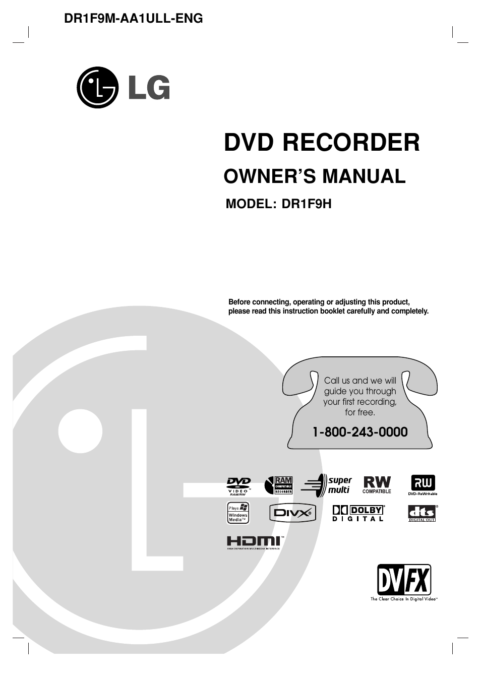 LG DR1F9H User Manual | 52 pages