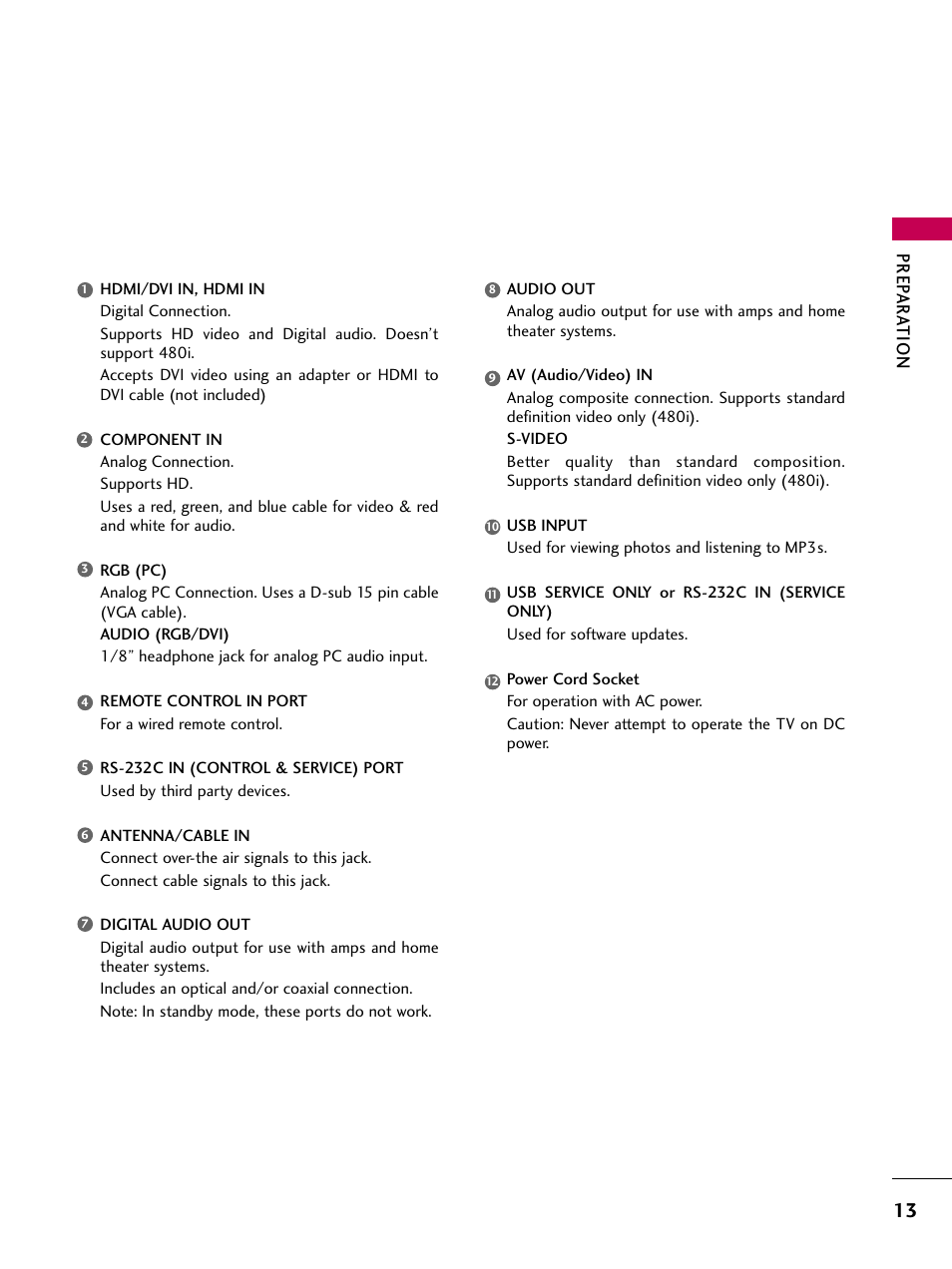 Prep ar ation | LG 3230 User Manual | Page 15 / 152