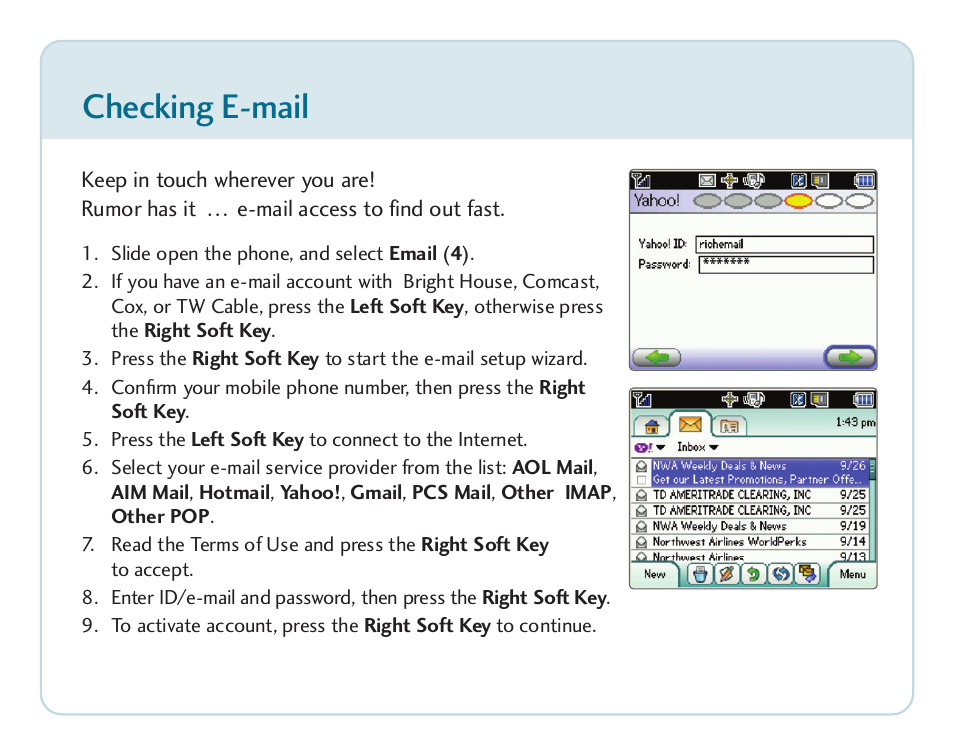 Checking e-mail | LG Rumor touch User Manual | Page 4 / 10