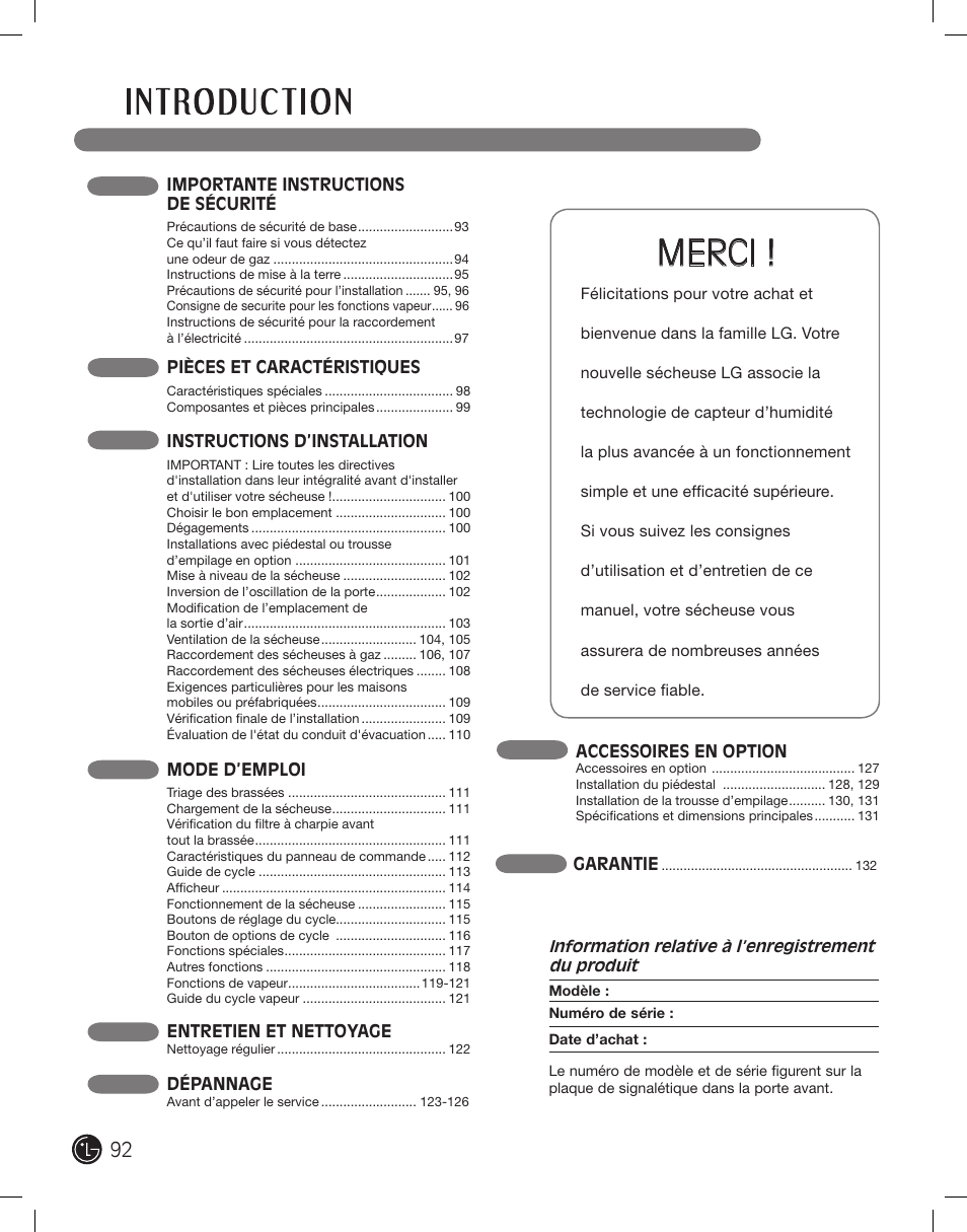 Merci | LG PROTOCOL P154 User Manual | Page 92 / 132