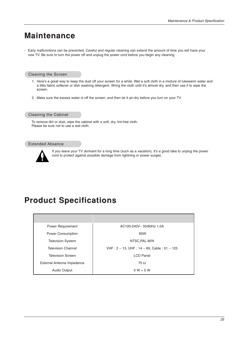 Maintenance | LG 17LX1R User Manual | Page 25 / 28