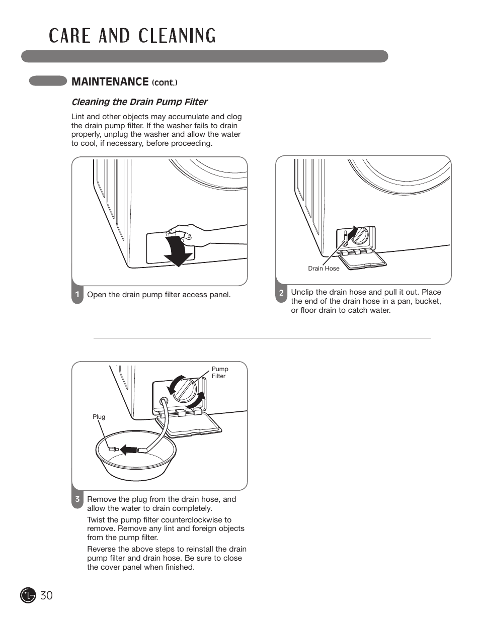 Maintenance | LG WM0742H*A User Manual | Page 30 / 72