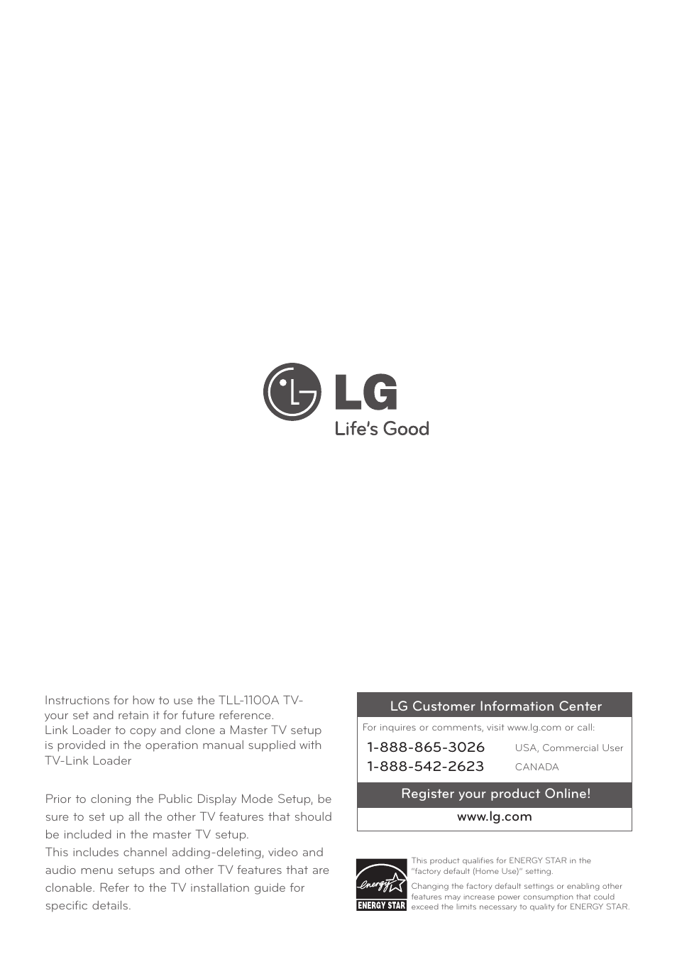 LG 26LT670H User Manual | Page 20 / 20