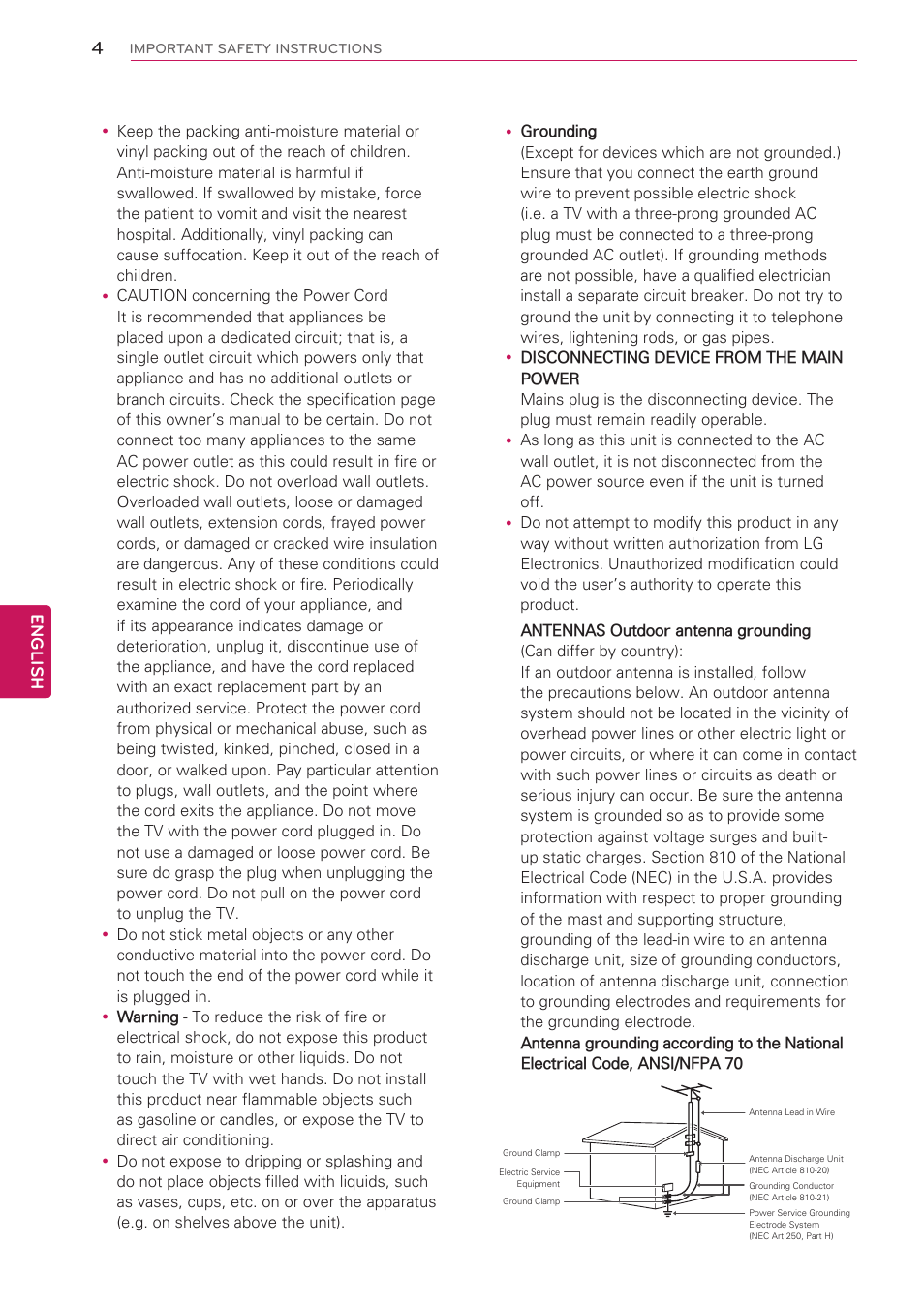 LG 26LT670H User Manual | Page 4 / 20