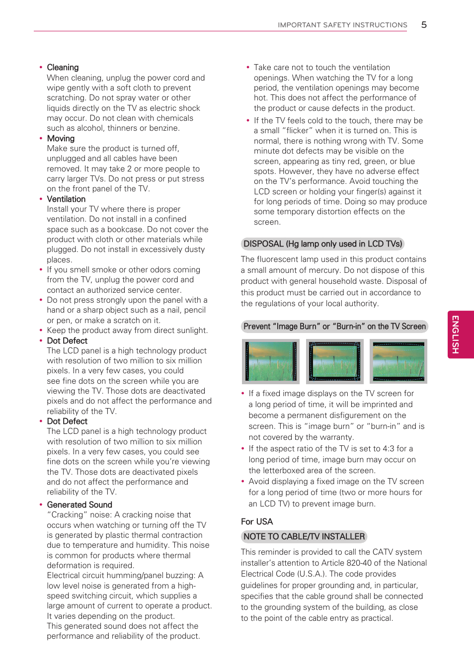 LG 26LT670H User Manual | Page 5 / 20