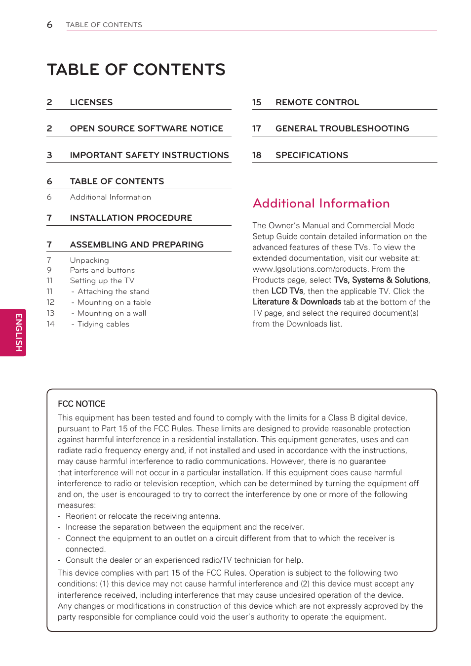 LG 26LT670H User Manual | Page 6 / 20