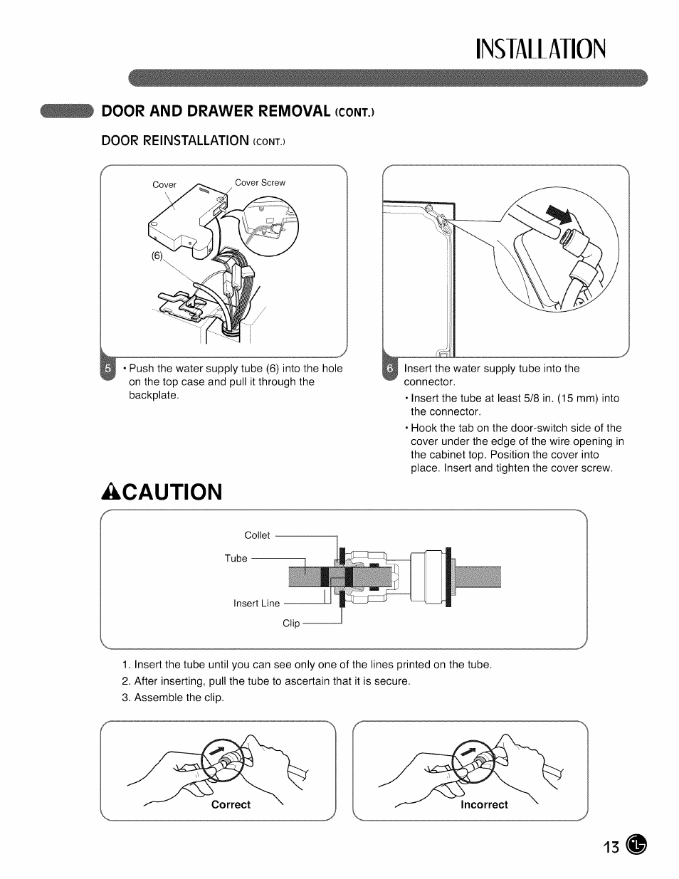 Installation, Acaution | LG LMX28G83 User Manual | Page 13 / 46
