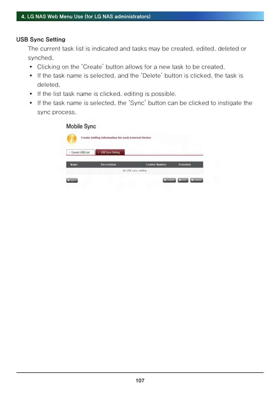 LG Network Attached Storage with built-in Blu-ray Rewriter N4B1 User Manual | Page 107 / 157