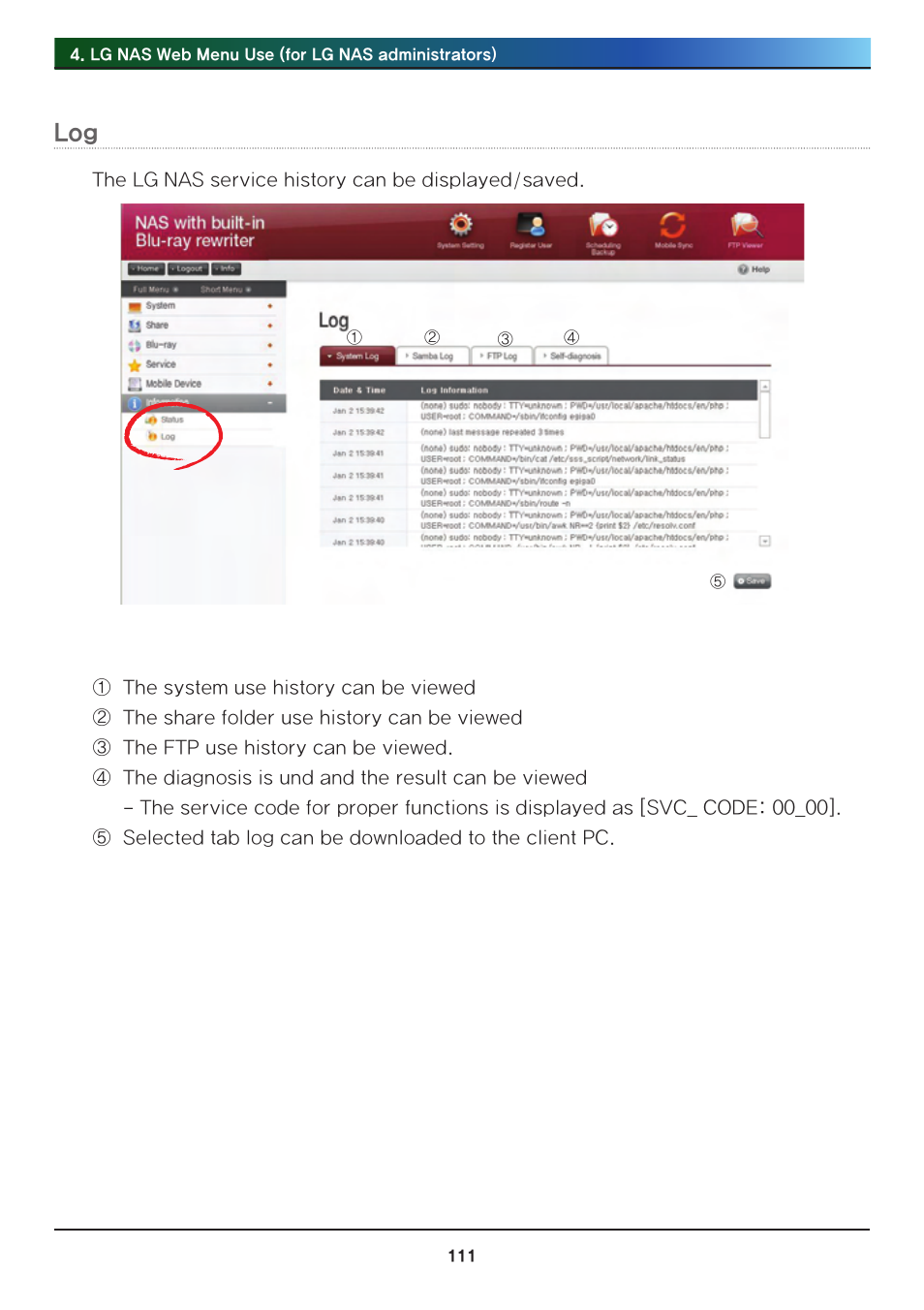 LG Network Attached Storage with built-in Blu-ray Rewriter N4B1 User Manual | Page 111 / 157