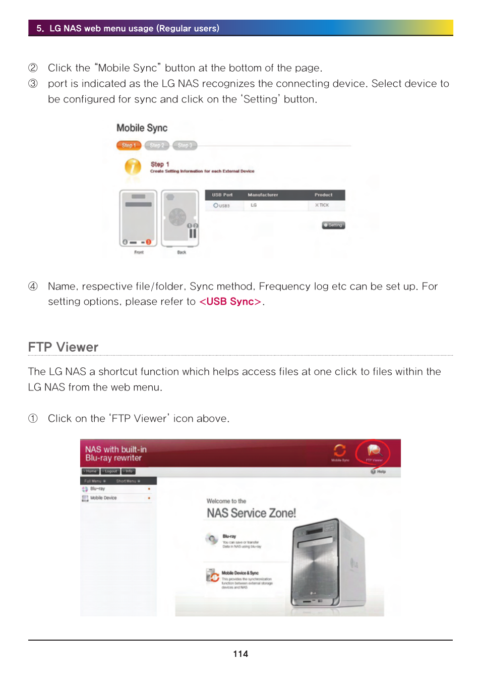 Ftp viewer | LG Network Attached Storage with built-in Blu-ray Rewriter N4B1 User Manual | Page 114 / 157