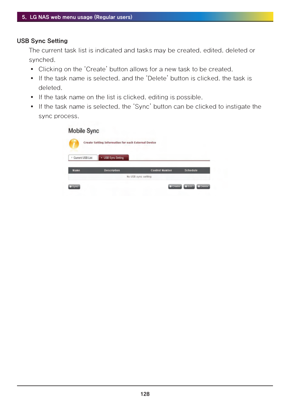 LG Network Attached Storage with built-in Blu-ray Rewriter N4B1 User Manual | Page 128 / 157