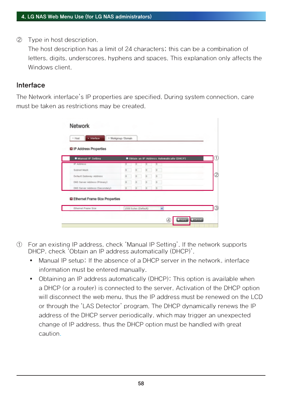 Interface | LG Network Attached Storage with built-in Blu-ray Rewriter N4B1 User Manual | Page 58 / 157