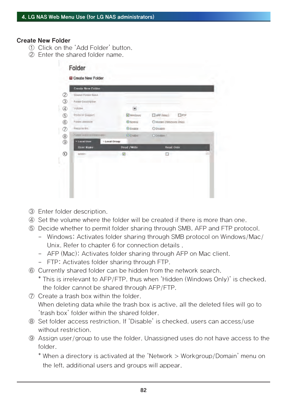 LG Network Attached Storage with built-in Blu-ray Rewriter N4B1 User Manual | Page 82 / 157