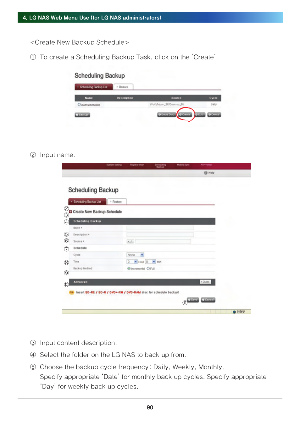 LG Network Attached Storage with built-in Blu-ray Rewriter N4B1 User Manual | Page 90 / 157