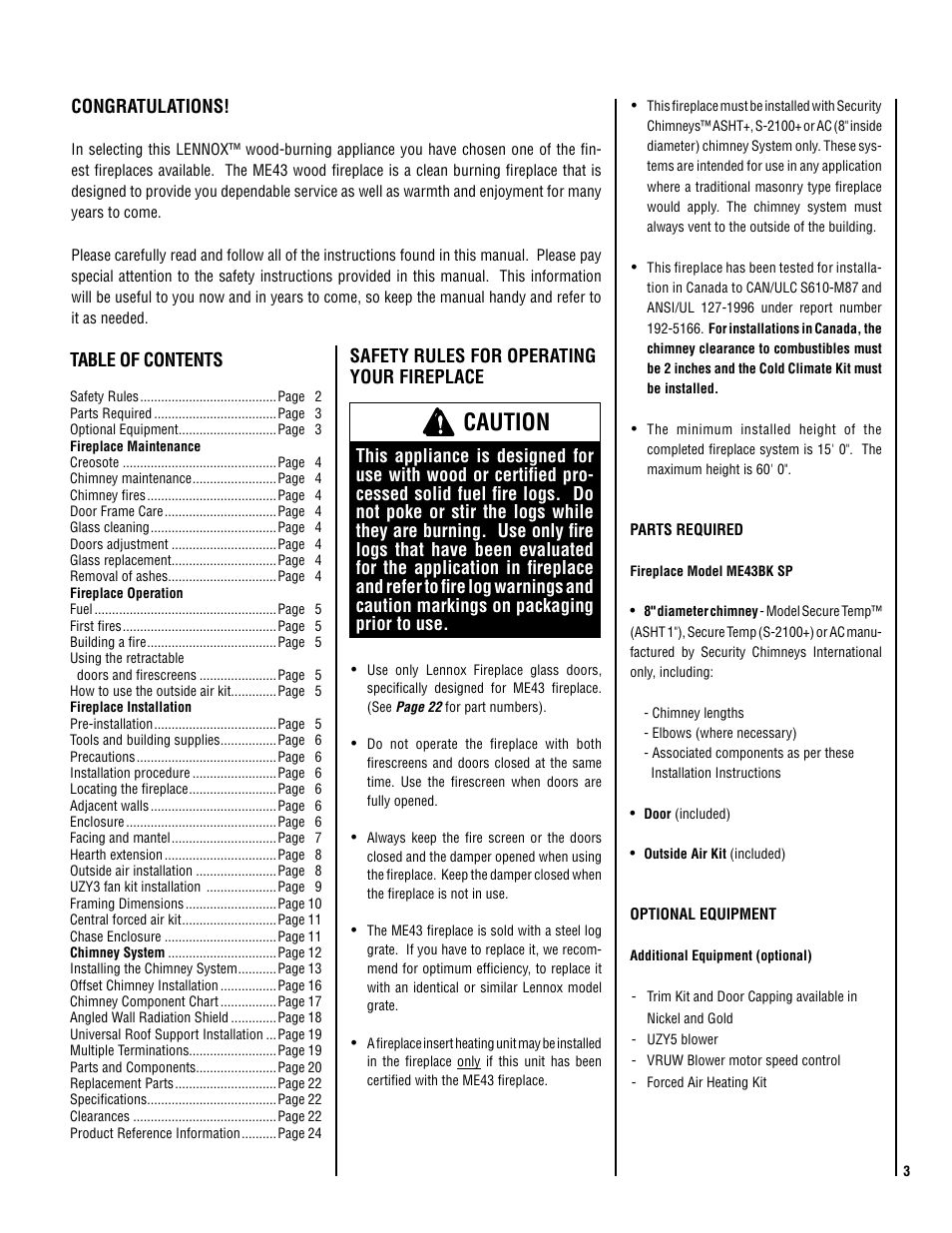 Caution | LG ELITE ME43BK SP User Manual | Page 3 / 24