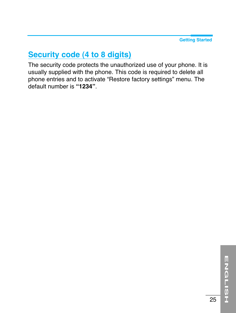 Security code (4 to 8 digits) | LG G5220 User Manual | Page 25 / 102