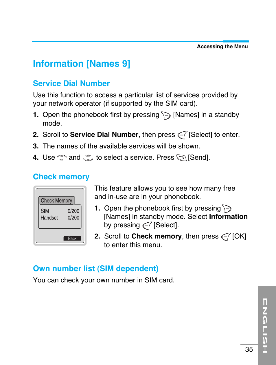 Information [names 9 | LG G5220 User Manual | Page 35 / 102