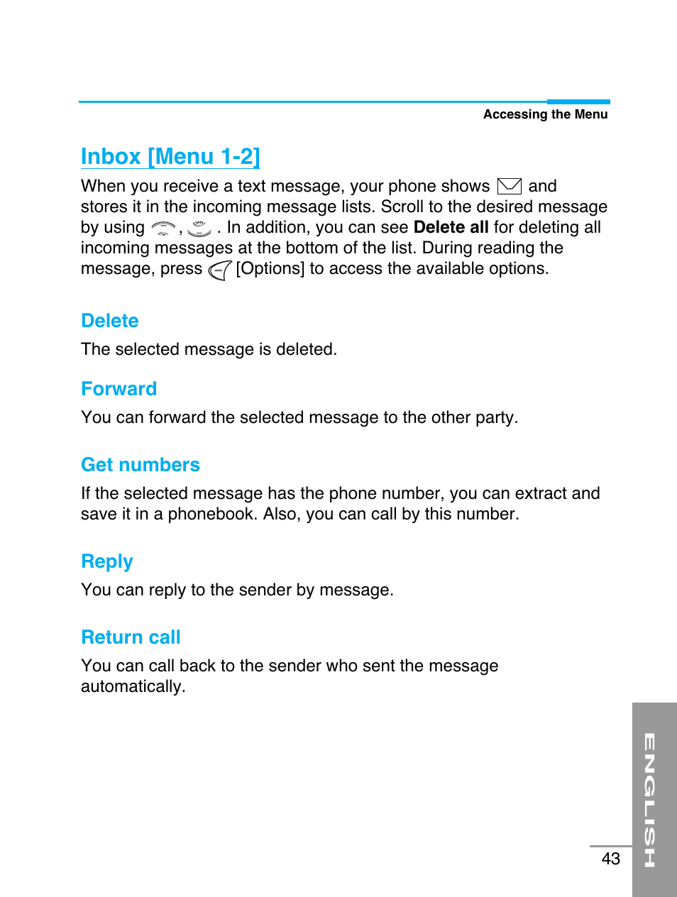 Inbox [menu 1-2 | LG G5220 User Manual | Page 43 / 102